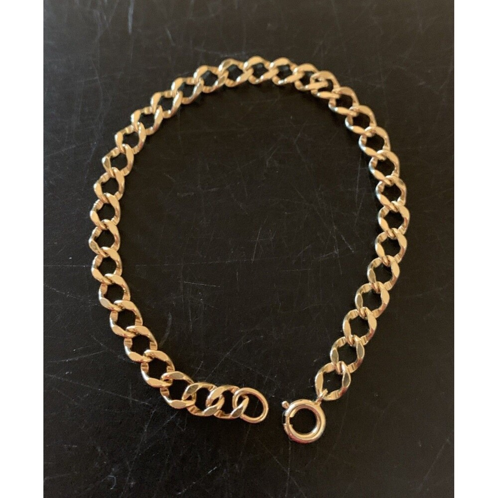 Vintage Cuban Link Bracelet Gold Tone Plated Unisex 7.25”
